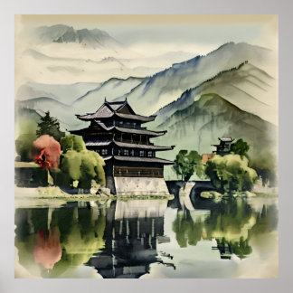 Schloss in den Bergen Poster