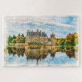 Schloss in der Reflektion des Herbstes. Frankreich Puzzle (Horizontal)