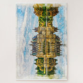 Schloss in der Reflektion des Herbstes. Frankreich Puzzle (Vertikal)
