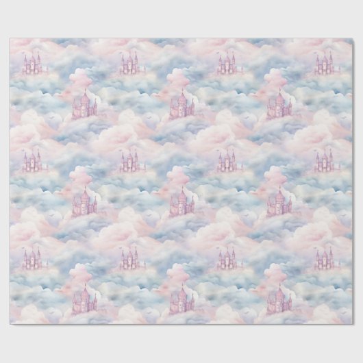 Schloss in der Wolkenumrandungspapier Geschenkpapier (Flach)