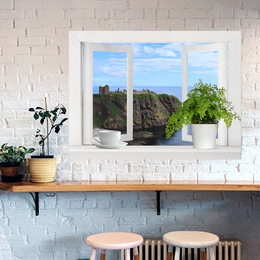 Schloss in Schottland — Offener Blick auf die Küst Poster