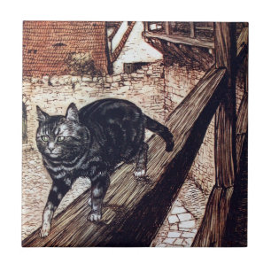 Schloss Katze Rackham Illustration Fliese