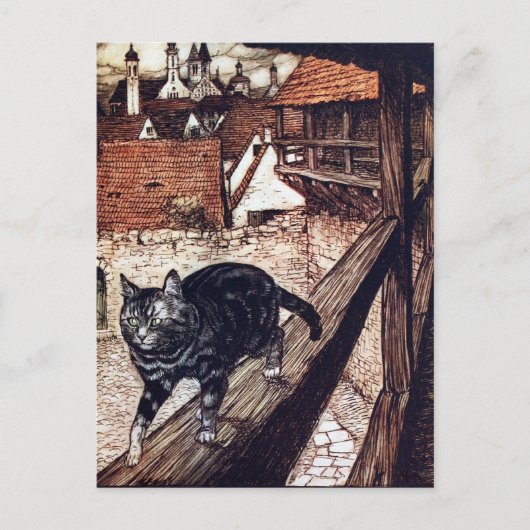 Schloss Katze Rackham Illustration Postkarte (Vorderseite)