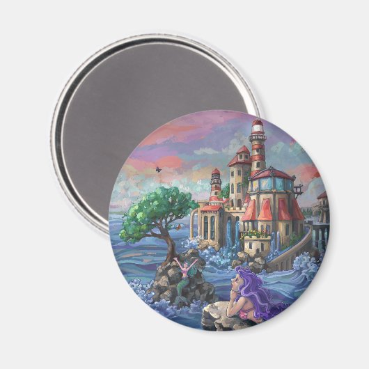Schloss Mermaid Magnet (Vorderseite/Rückseite)