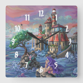 Schloss Mermaid Quadratische Wanduhr