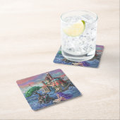 Schloss Mermaid Rechteckiger Pappuntersetzer (Vor Ort)