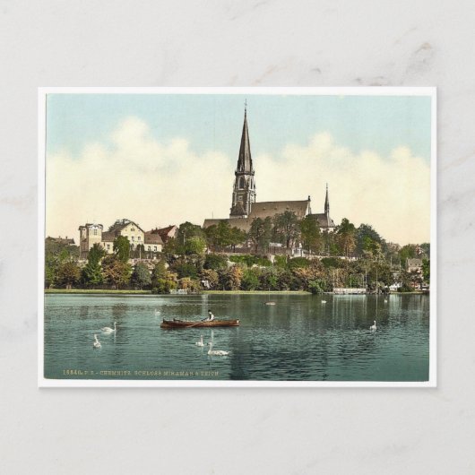 Schloss Miramer und See, Chemnitz, Sachsen, Deutsc Postkarte (Vorderseite)