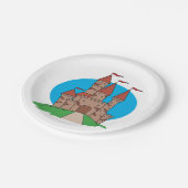 Schloss mit Flaggen Pappteller (Schrägansicht)