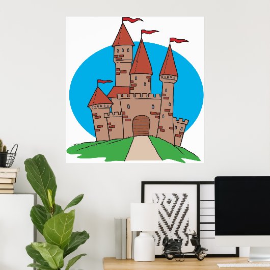 Schloss mit Flaggen Poster (Heimbüro)