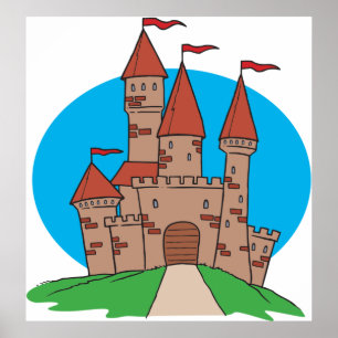 Schloss mit Flaggen Poster