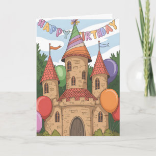 Schloss mit Geburtstagshut Karte