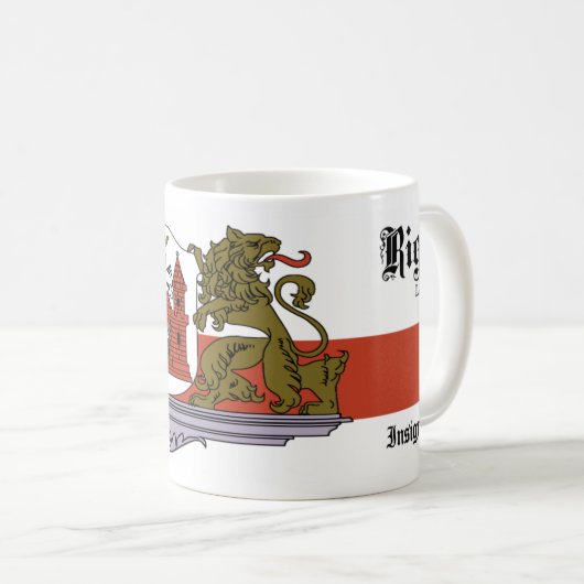 Schloss mit Löwe-Tor von Riga Lettland Kaffeetasse (VorderseiteRechts)