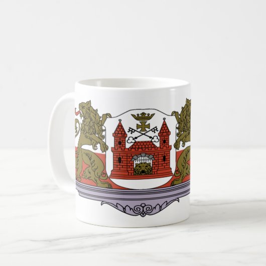 Schloss mit Löwe-Tor von Riga Lettland Kaffeetasse (Vorderseite Links)