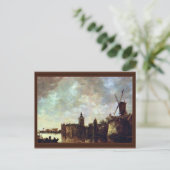 Schloß Montfort by Goyen Jan Van (Beste Qualität) Postkarte (Stehend Vorderseite)