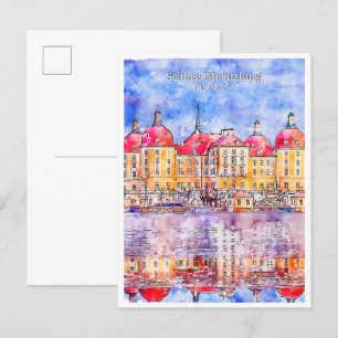 Schloss Moritzburg Deutschland Reise Aquarell Postkarte