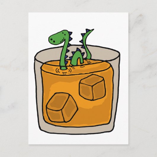 Schloss Ness Monster in Scotch Whiskey Glass Postkarte (Vorderseite)