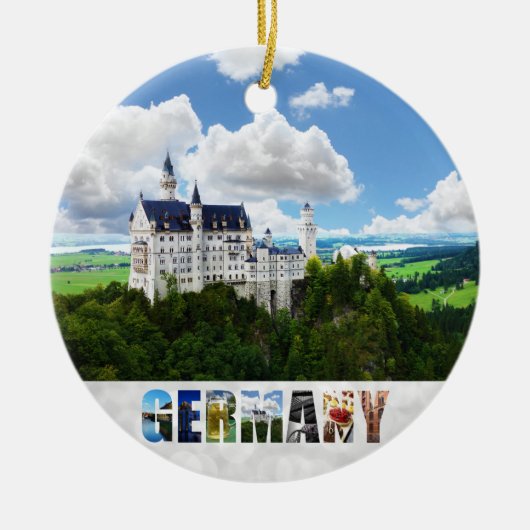 Schloss Neuschwanstein Bayern Deutschland Foto Keramik Ornament (Vorne)