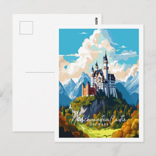 Schloss Neuschwanstein Deutschland Jahrgangsort Postkarte (Vorne/Hinten)