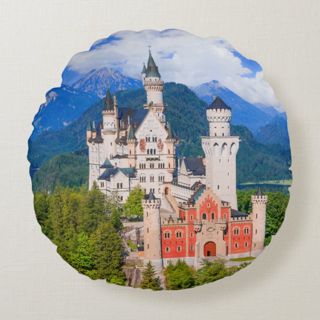 Schloss Neuschwanstein Deutschland Rundes Kissen (Vorderseite)