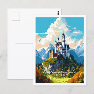 Schloss Neuschwanstein Deutschland Vintage-Reiseor Postkarte