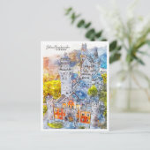 Schloss Neuschwanstein Deutschland - Wasserfarbe Postkarte (Stehend Vorderseite)