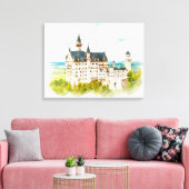 Schloss Neuschwanstein Deutschland Wasserfarbenes  Leinwanddruck (Insitu (Wohnzimmer))