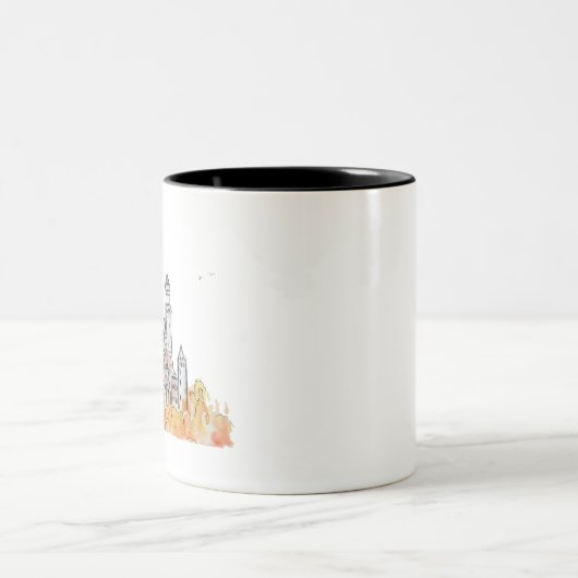 Schloss Neuschwanstein Farbe und Wasserfarbe Zweifarbige Tasse (Mittel)