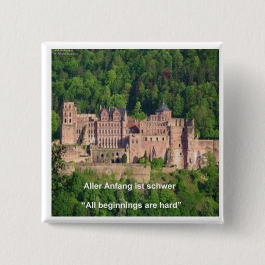 Schloss Neuschwanstein Frankfurt & deutsches Zitat Button (Vorderseite)