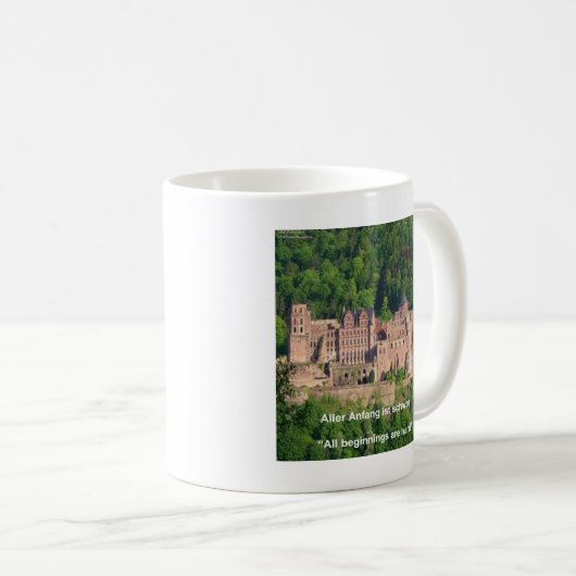 Schloss Neuschwanstein Frankfurt & deutsches Zitat Kaffeetasse (VorderseiteRechts)