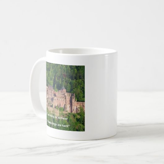 Schloss Neuschwanstein Frankfurt & deutsches Zitat Kaffeetasse (Vorderseite Links)