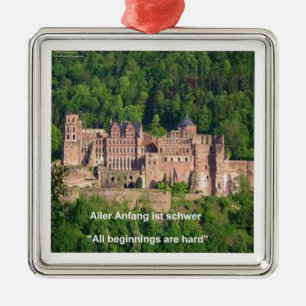 Schloss Neuschwanstein Frankfurt & deutsches Zitat Silbernes Ornament