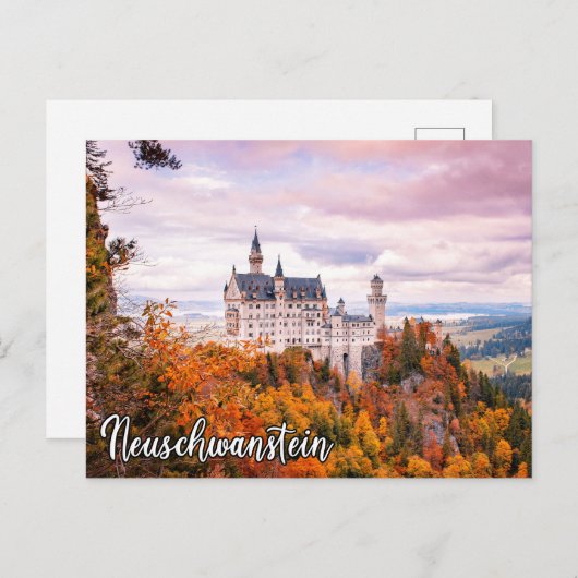 Schloss Neuschwanstein im Herbst Postkarte (Vorne/Hinten)