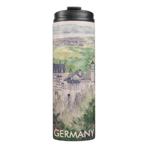Schloss Neuschwanstein im Retro-Stil in Deutschlan Thermosbecher