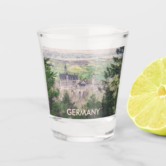 Schloss Neuschwanstein in Deutschland Schnapsglas (Vorderseite)