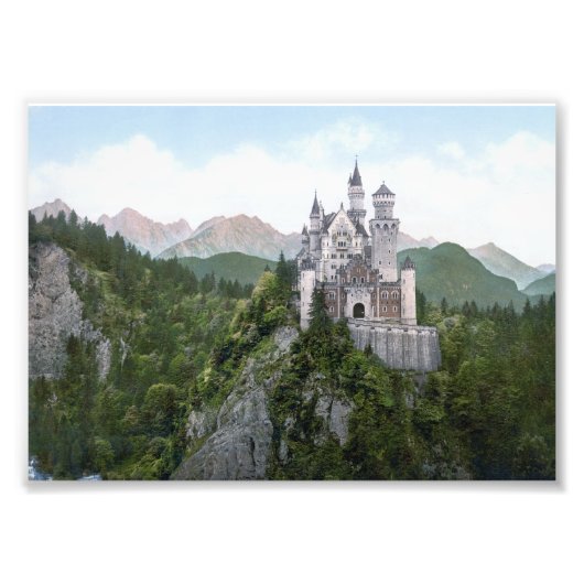Schloss Neuschwanstein Lithograph Fotodruck (Vorne)