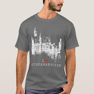 Schloss Neuschwanstein Lover Vintag Bayern I Liebe T-Shirt