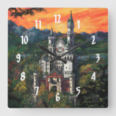 Schloss Neuschwanstein Quadratische Wanduhr (Vorderseite)