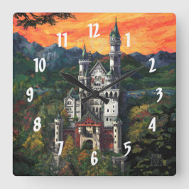 Schloss Neuschwanstein Quadratische Wanduhr