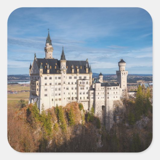 Schloss Neuschwanstein Quadratischer Aufkleber (Vorderseite)