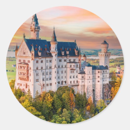 Schloss Neuschwanstein Runder Aufkleber (Vorderseite)