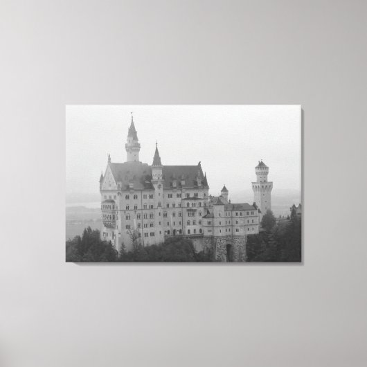 Schloss Neuschwanstein Schwarz-Weiß-Print Leinwanddruck (Vorderseite)