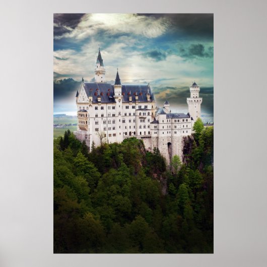 Schloss Neuschwanstein, Stormy Sky Poster (Vorne)