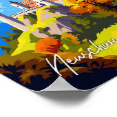 Schloss Neuschwanstein Vintage Reise Illustration Poster (Ecke)