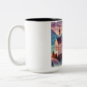 Schloss Neuschwanstein Wasserfarben - Twilight Mag Zweifarbige Tasse