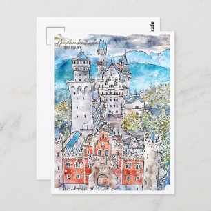 Schloss Neuschwastein Deutschland Reisen Wasserfar Postkarte