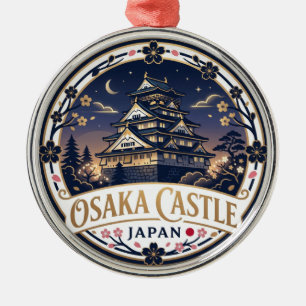 Schloss Osaka bei Nacht Japan Ornament Aus Metall