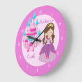 Schloss Princess Custom Pink Clock Große Wanduhr (Winkel)