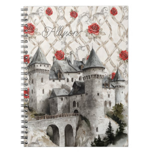 Schloss rote Rosen romantische Blumen Notizblock