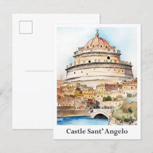 Schloss Sant Angelo Rom Italien Aquarell Reise Postkarte