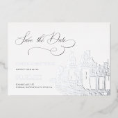 Schloss Save the Date Silver Folieneinladung (Vorderseite)